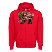 Red Mama bear mother's day Zipper Hoodie - HowdyJamesFarm
