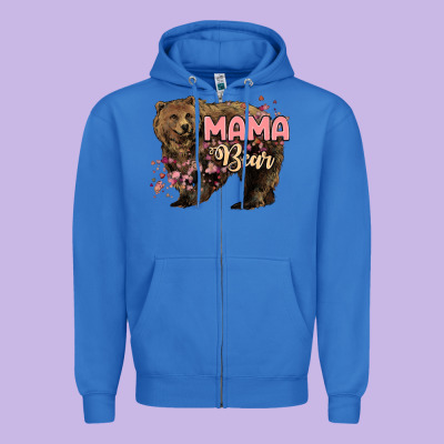 Mama Bear Mother's Day Zipper Hoodie Designed By Howdyjamesfarm