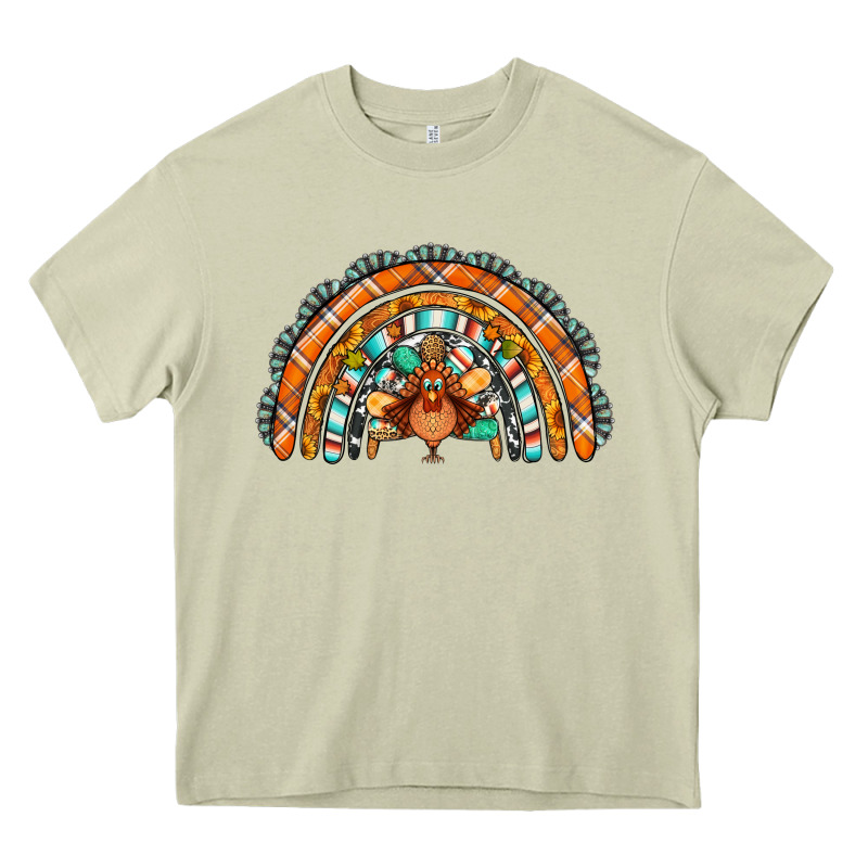 Turquoise Thanksgiving Turkey Rainbow Heavy Core Tee by Jasminsmagicworld | Teevron