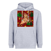 Heather Grey christmas nails and trees with leopard and plaid seamless pattern bbs Heavyweight Hoodie - BundleAndBundleShop