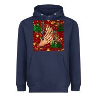 Navy christmas nails and trees with leopard and plaid seamless pattern bbs Heavyweight Hoodie - BundleAndBundleShop