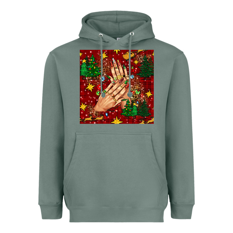 Christmas Nails And Trees With Leopard And Plaid Seamless Pattern Bbs Heavyweight Hoodie by BundleAndBundleShop | Teevron