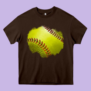 Leopard Softball Patch Heavy Core Tee Designed By Jasminsmagicworld