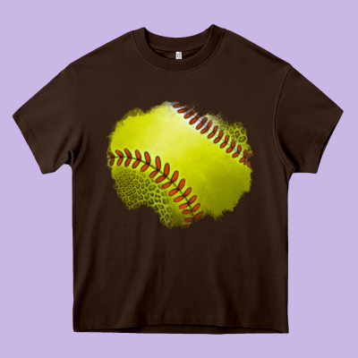 Leopard Softball Patch Heavy Core Tee Designed By Jasminsmagicworld