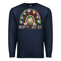 Navy Happy Easter Rainbow Premium Sweatshirt - BundleAndBundleShop