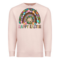 Pale Pink Happy Easter Rainbow Premium Sweatshirt - BundleAndBundleShop