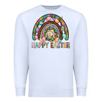 White Happy Easter Rainbow Premium Sweatshirt - BundleAndBundleShop