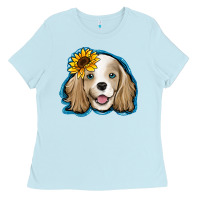 Baby Blue cocker spaniel sunflower Ladies Tee - Jasminsmagicworld
