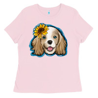Bubblegum Pink cocker spaniel sunflower Ladies Tee - Jasminsmagicworld