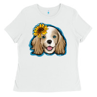 White cocker spaniel sunflower Ladies Tee - Jasminsmagicworld