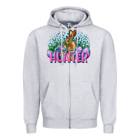 Heather Grey Egg hunter Easter Day Zipper Hoodie - CowGirlArtShop