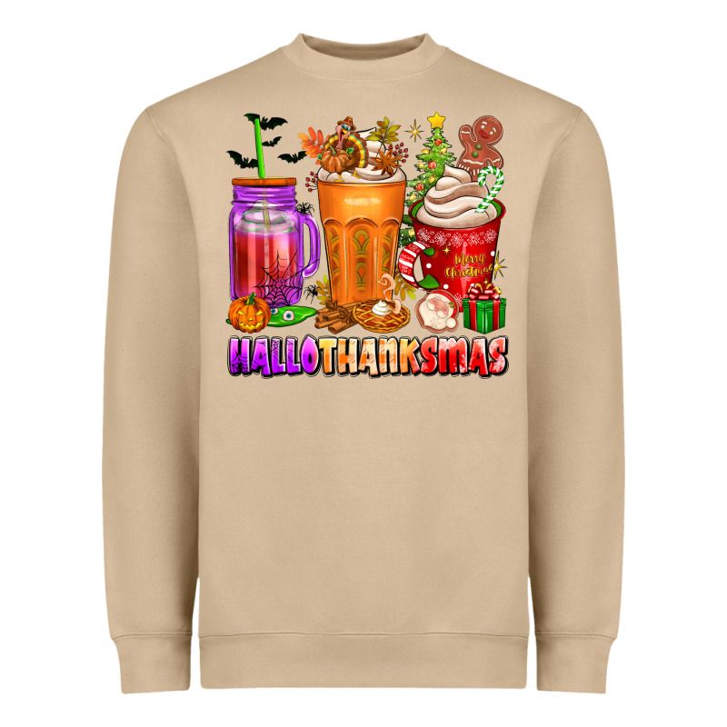 Hallothanksmas Coffee Cups Heavyweight Sweatshirt by texasbilliewilder | Teevron