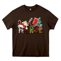 Chocolate Brown Christmas nurse Heavy Core Tee - AdoDesignShop