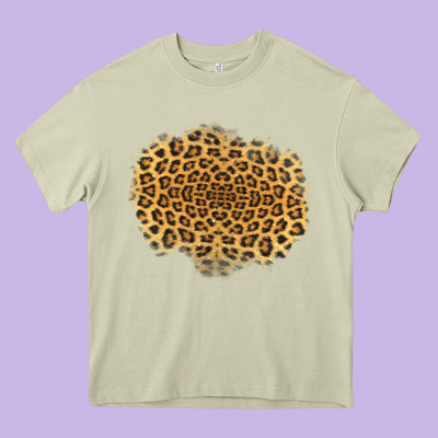 Leopard Patch Heavy Core Tee Designed By Jasminsmagicworld