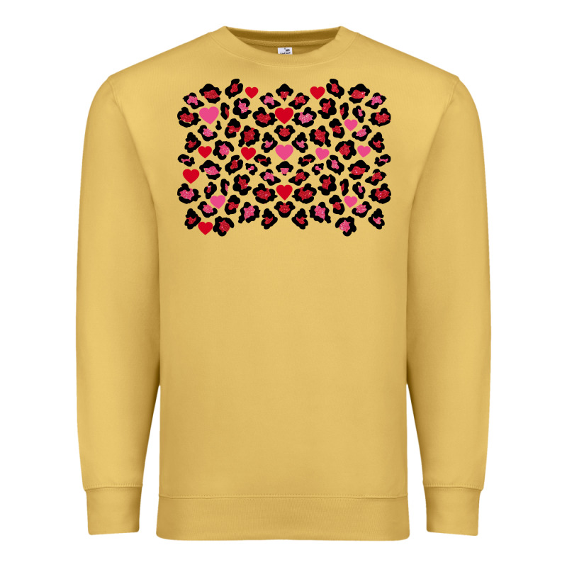 Valentines Day Leopard And Heart Background Premium Sweatshirt by FaDigitalArtStudio | Teevron