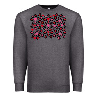 Charcoal Heather valentines day leopard and heart background Premium Sweatshirt - FaDigitalArtStudio
