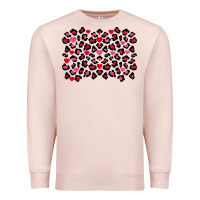 Pale Pink valentines day leopard and heart background Premium Sweatshirt - FaDigitalArtStudio