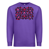 Purple valentines day leopard and heart background Premium Sweatshirt - FaDigitalArtStudio
