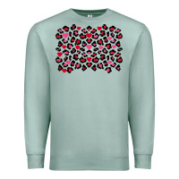 Seafoam valentines day leopard and heart background Premium Sweatshirt - FaDigitalArtStudio
