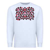 White valentines day leopard and heart background Premium Sweatshirt - FaDigitalArtStudio