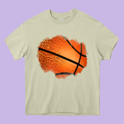 Leopard Basketball Patch Heavy Core Tee Designed By Jasminsmagicworld