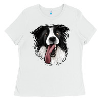 White Border Collie Ladies Tee - Jasminsmagicworld