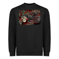 Black I'm so freaking merry skeleton messy bun Heavyweight Sweatshirt - NancyCooperArtShop