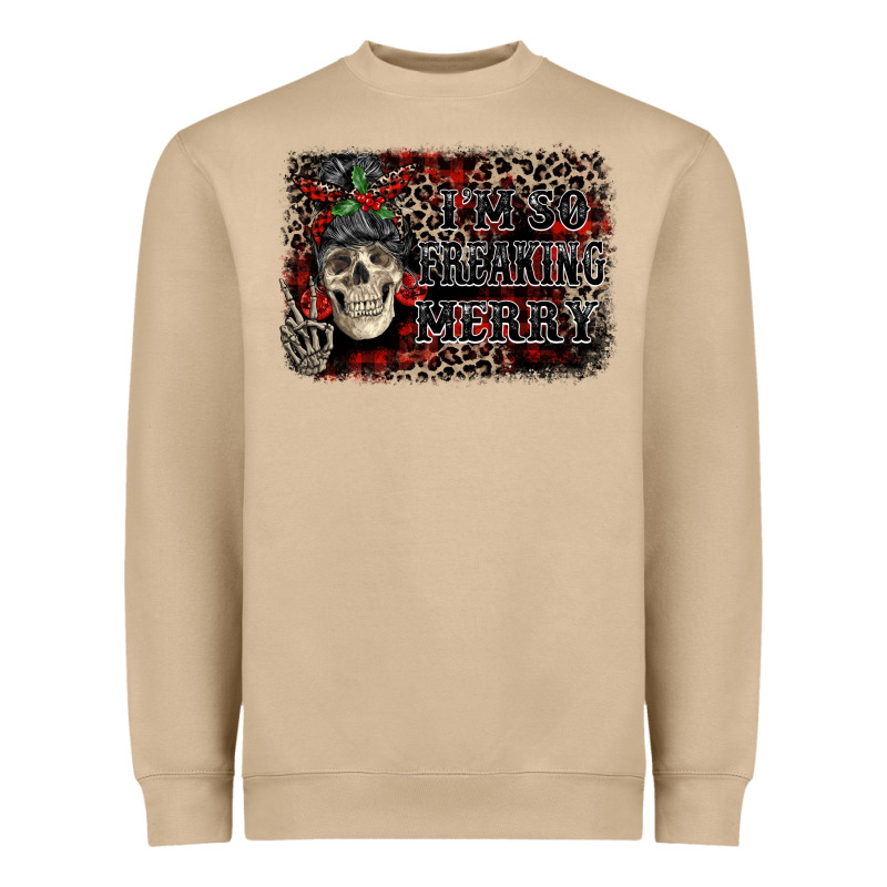 I'm So Freaking Merry Skeleton Messy Bun Heavyweight Sweatshirt by NancyCooperArtShop | Teevron
