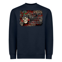Navy I'm so freaking merry skeleton messy bun Heavyweight Sweatshirt - NancyCooperArtShop