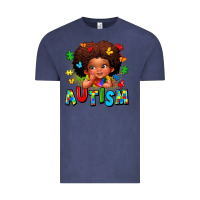 Vintage Denim autism afro girl Vintage Tee - LillyAllenDesigns