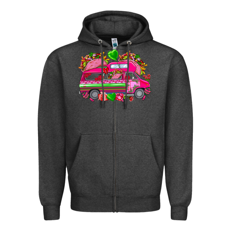 Valentine's Day Tacos Truck Mexico Zipper Hoodie by HowdyJamesFarm | Teevron