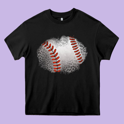Leopard Baseball Patch Heavy Core Tee Designed By Jasminsmagicworld