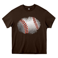 Chocolate Brown leopard baseball patch Heavy Core Tee - Jasminsmagicworld