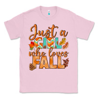 Bubblegum Pink just a girl who loves fall Classic Tee - BundleAndBundleShop