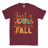 Burgundy just a girl who loves fall Classic Tee - BundleAndBundleShop