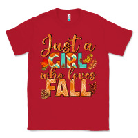 Red just a girl who loves fall Classic Tee - BundleAndBundleShop