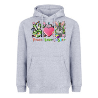 Heather Grey peace love easter bunny Heavyweight Hoodie - FaDigitalArtStudio
