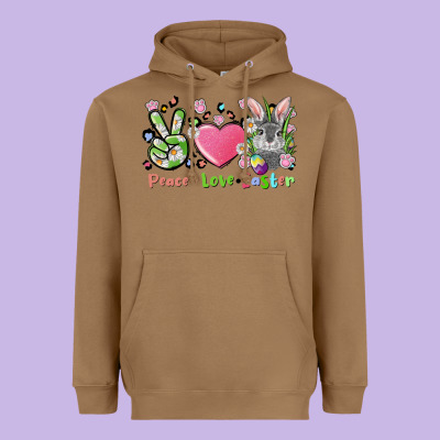 Peace Love Easter Bunny Heavyweight Hoodie Designed By Fadigitalartstudio