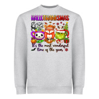 Heather Grey hallothanksmas its the most wonderful time of the Heavyweight Sweatshirt - texasbilliewilder