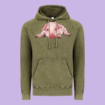 Baby Pig Vintage Hoodie Designed By Ranaportraitstore