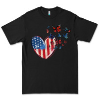 4th Of July American Flag Heart Butterfly Premium Tee | Teevron
