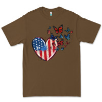 Cacao 4th of july american flag heart butterfly Premium Tee - MaliasSmallBusiness