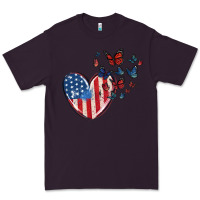 Plum 4th of july american flag heart butterfly Premium Tee - MaliasSmallBusiness