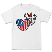 White 4th of july american flag heart butterfly Premium Tee - MaliasSmallBusiness