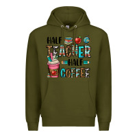 Army Green half teacher half coffee Premium Hoodie - OliviaCreatesArt