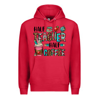 Cardinal half teacher half coffee Premium Hoodie - OliviaCreatesArt