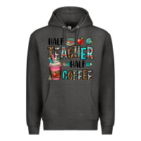 Charcoal Heather half teacher half coffee Premium Hoodie - OliviaCreatesArt