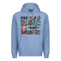 Colony Blue half teacher half coffee Premium Hoodie - OliviaCreatesArt