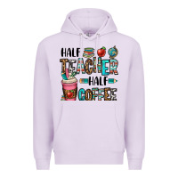 Lilac half teacher half coffee Premium Hoodie - OliviaCreatesArt