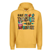 Mustard half teacher half coffee Premium Hoodie - OliviaCreatesArt
